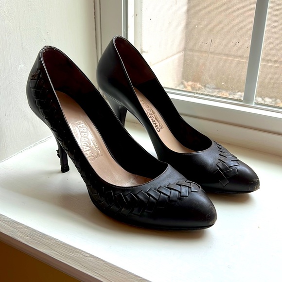 Ferragamo leather braid Heels (10.5) - Picture 1 of 6